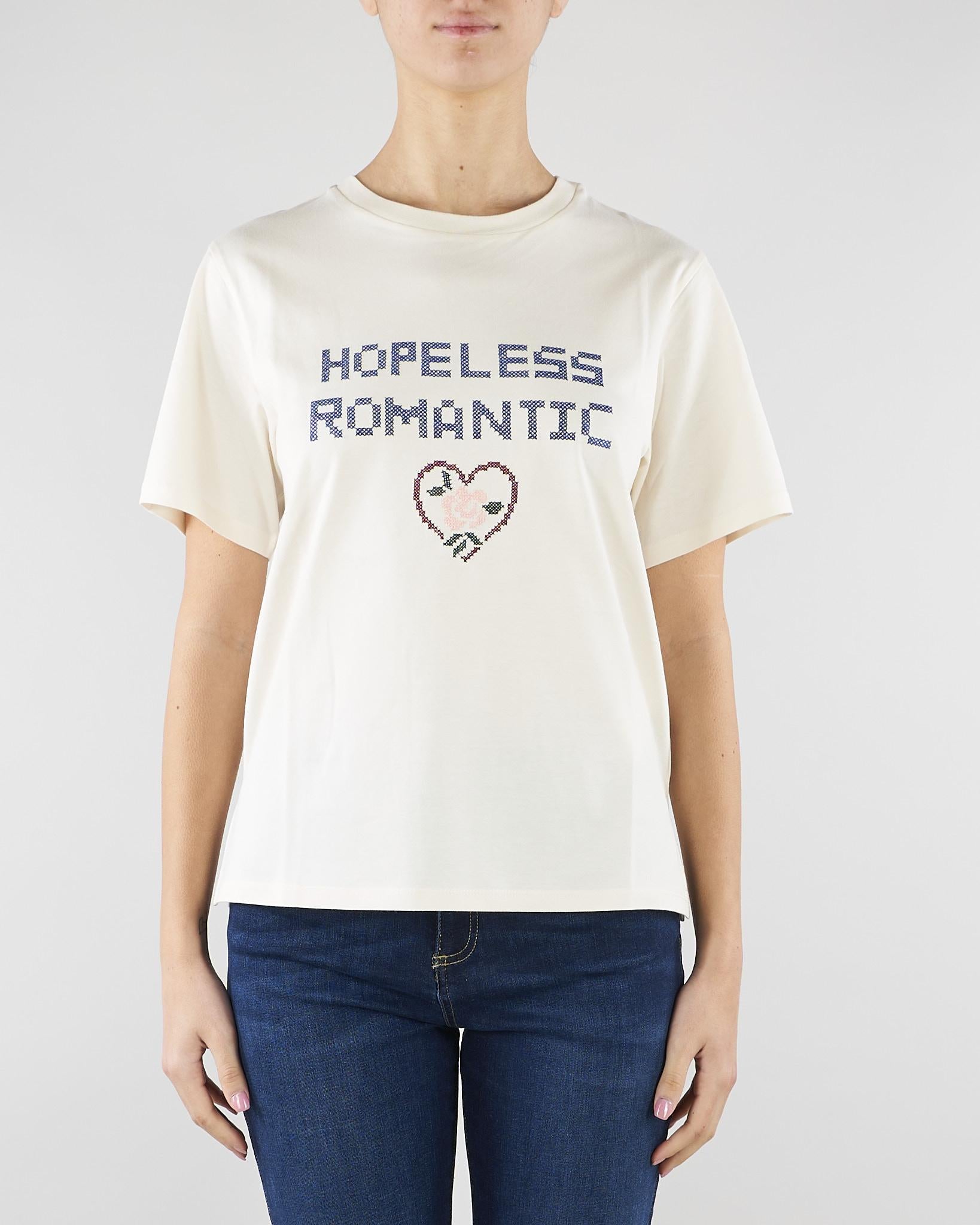 T-shirt Crema in cotone con stampa e ricami WKDWEST 5 MAX MARA WEEKEND 