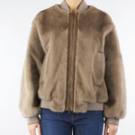 Bomber sabbia in vera pelliccia di Visone P2503V 02 GIOVI 