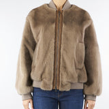 Bomber sabbia in vera pelliccia di Visone P2503V 02 GIOVI 