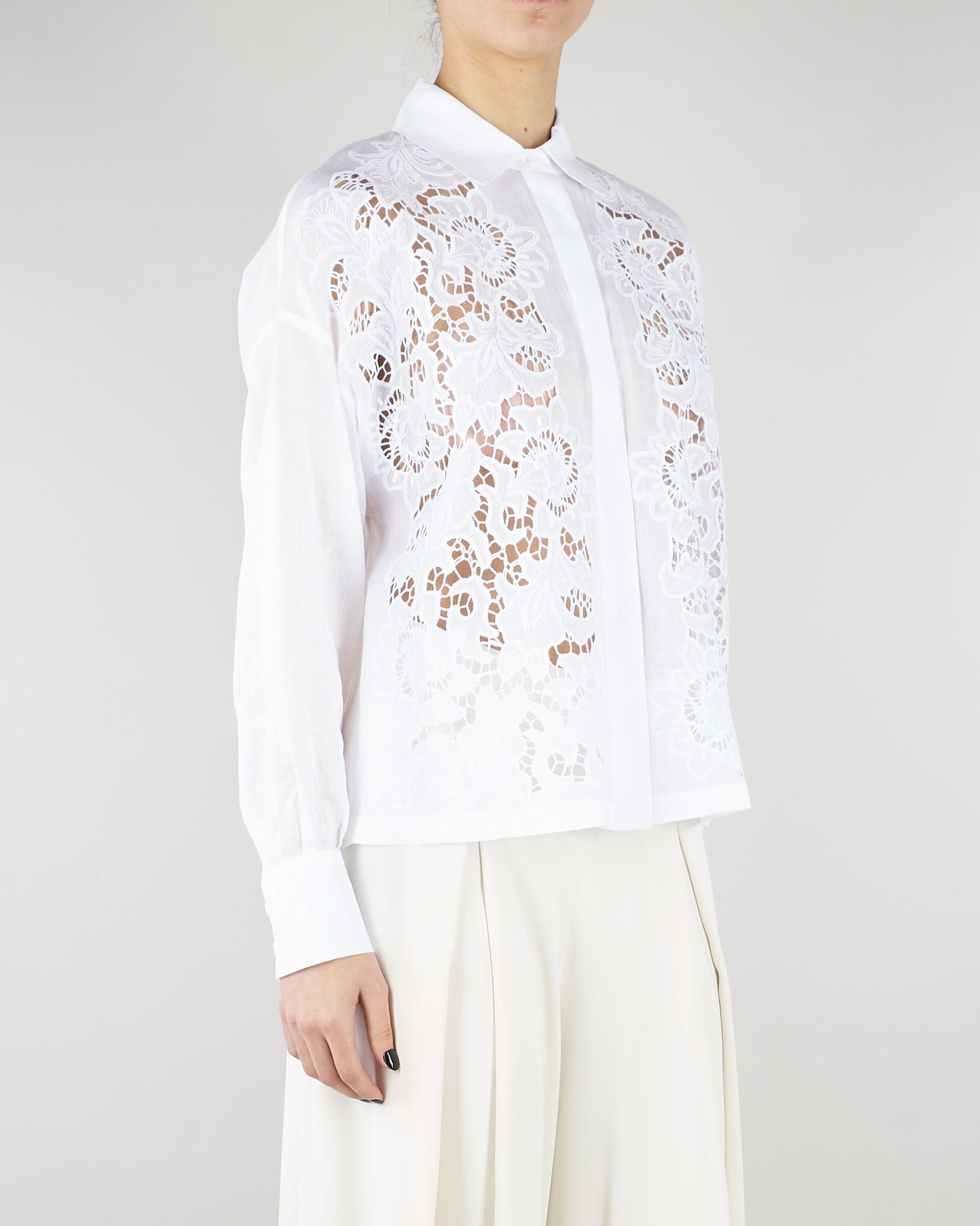 Camicia Bianco boxy in tela ramié con ricamo MSTCALI 31 MAX MARA STUDIO 