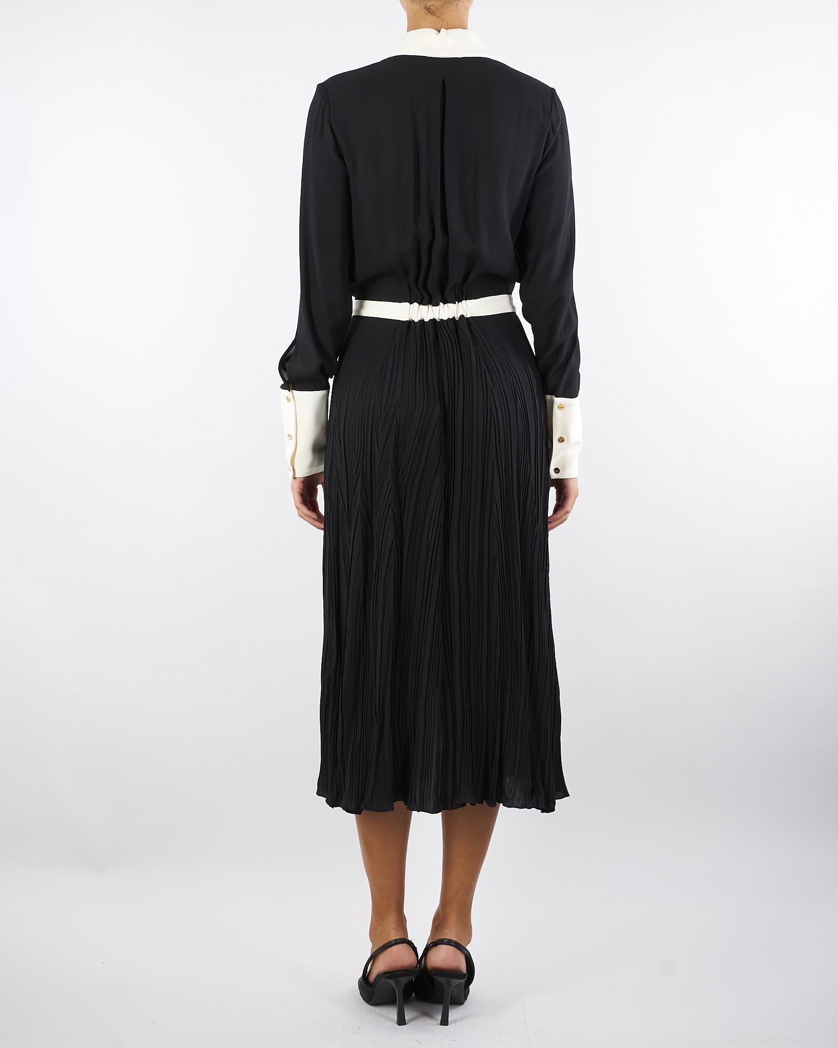 Abito Nero-Milk color-block in georgette di viscosa ABT0256E2 EF3 ELISABETTA FRANCHI 