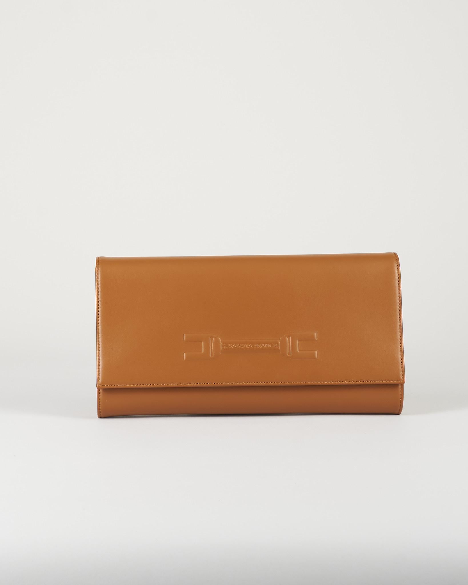 Pouch Cognac con logo embossed BS99A61E2 027 ELISABETTA FRANCHI 