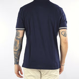 Polo Blu in piquet con collo profilato