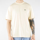 T-shirt Crema in cotone con logo TH7318 056 LACOSTE 