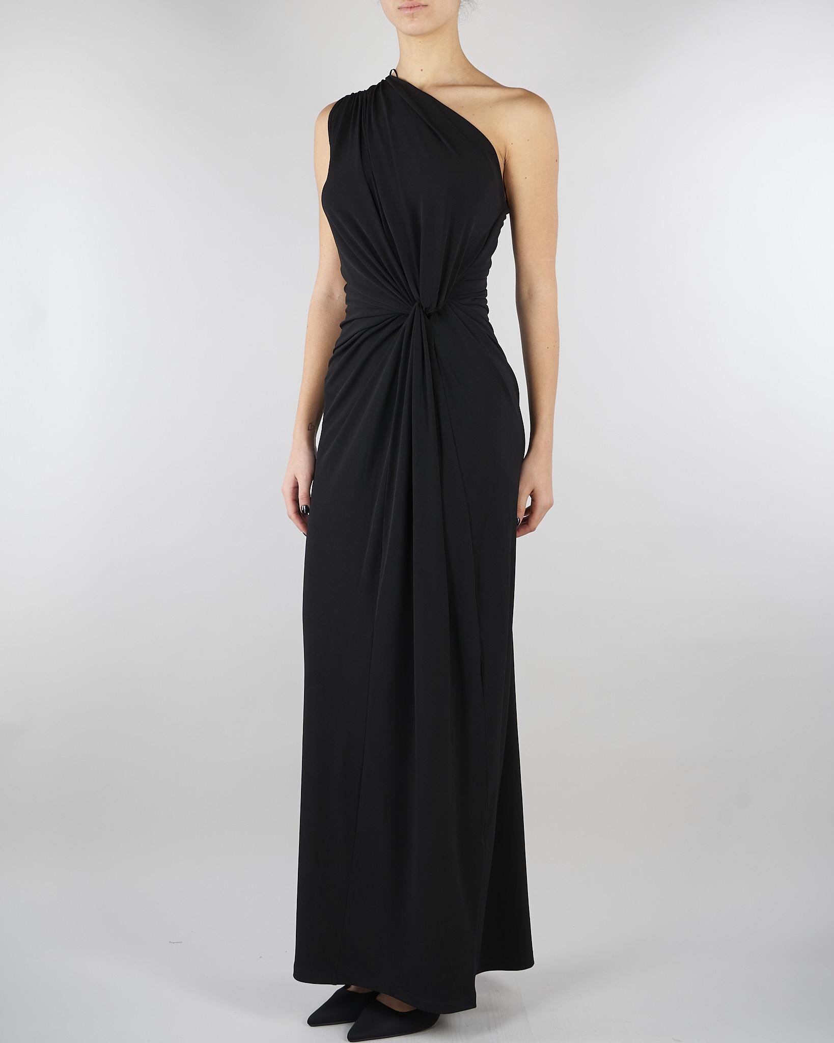 Abito Nero in jersey con drappeggio SS260397 99 ELEH 