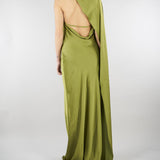 Abito Verde in satin con fiore AT132 36 ATELIER LEGORA 