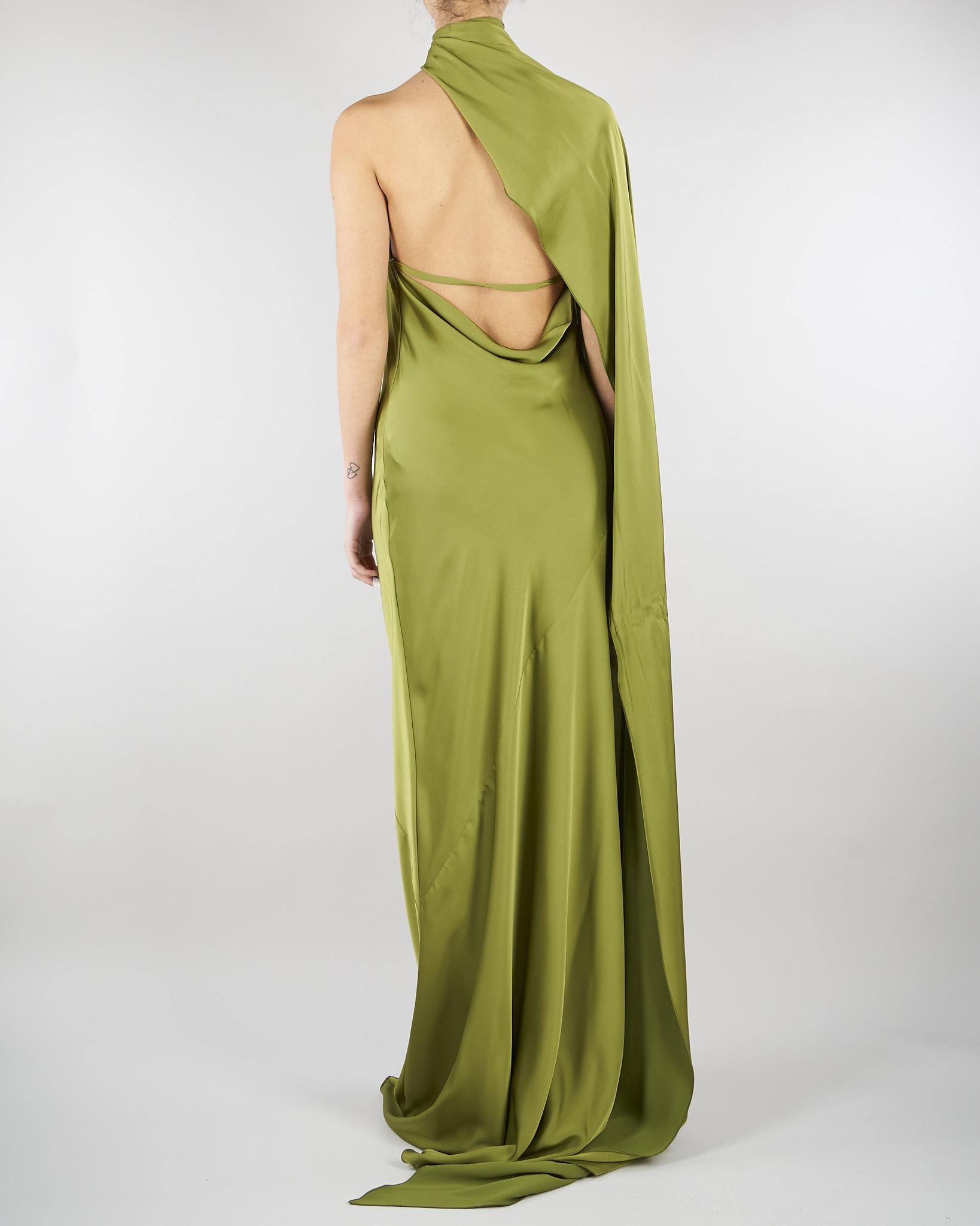 Abito Verde in satin con fiore AT132 36 ATELIER LEGORA 