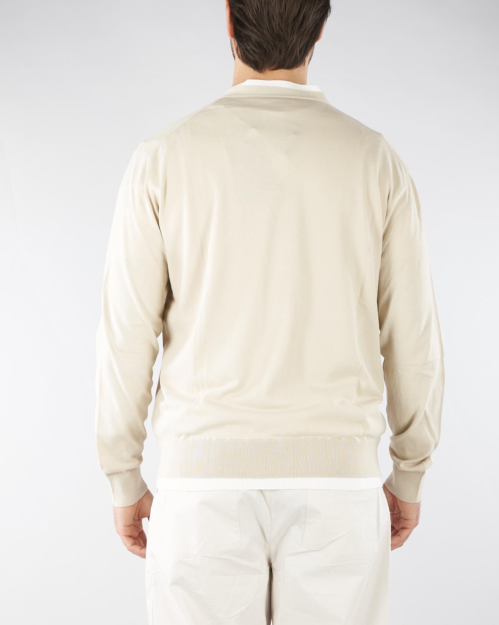 Cardigan Beige in cotone con profili a contrasto A008F100 1420 PAOLO PECORA 
