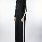 Cardigan Nero in misto lana con banda laterale a contrasto RI5NT034 0001 ICONA 