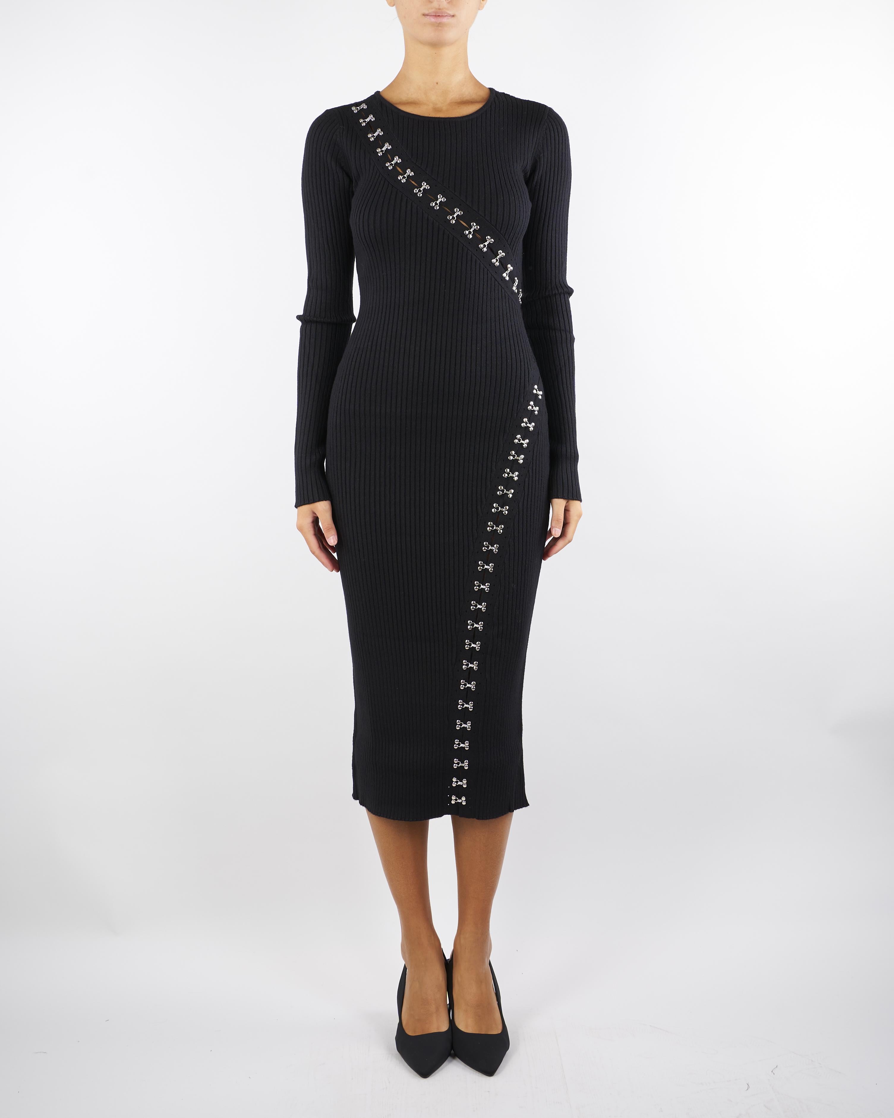 Abito Nero midi glam rock in maglia 2A2960K291 K103 PATRIZIA PEPE 