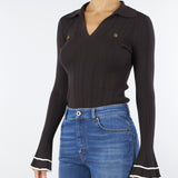 Maglia Polo Moro a costine con profili a contrasto TT3232 12996 TWIN SET 