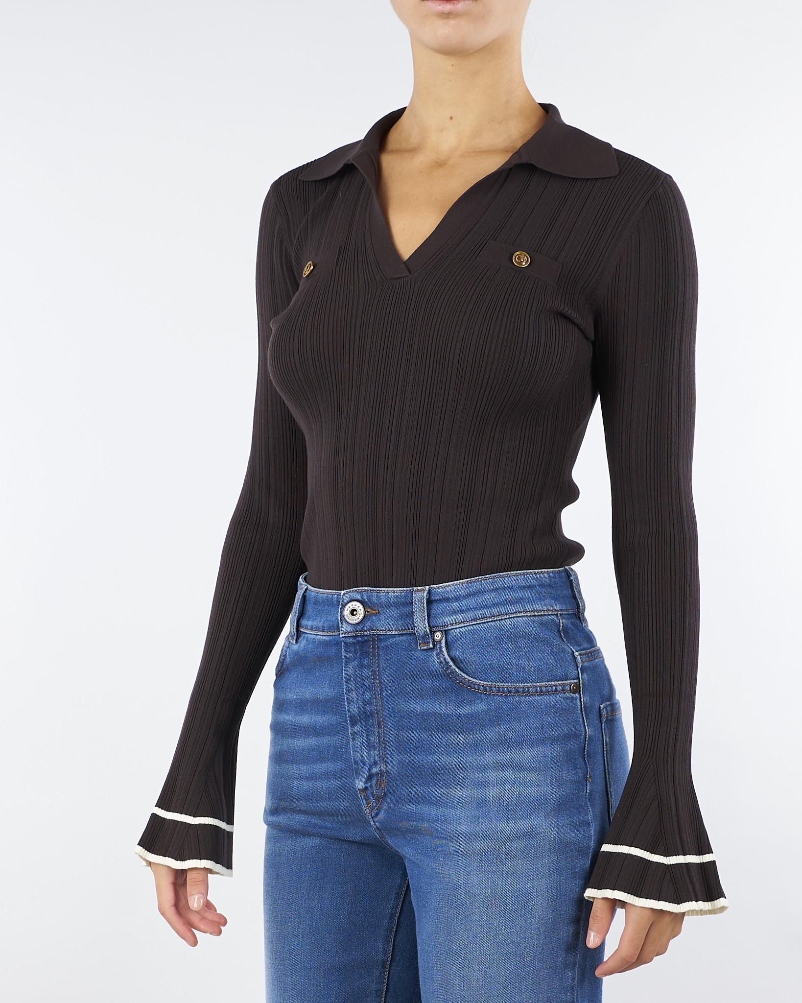 Maglia Polo Moro a costine con profili a contrasto TT3232 12996 TWIN SET 