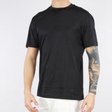 T-shirt Nero basic in misto lyocell e cotone