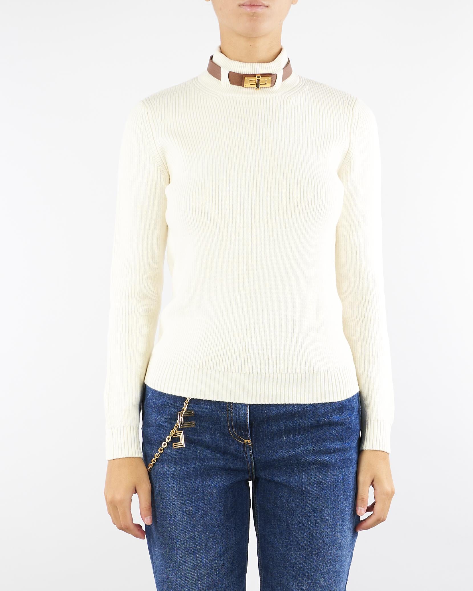 Maglia Milk in misto lana con cinturino gioiello MK05S56E2 DZ9 ELISABETTA FRANCHI 