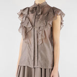 Camicia Fango con strass all over e rouches AT200 27 ATELIER LEGORA 