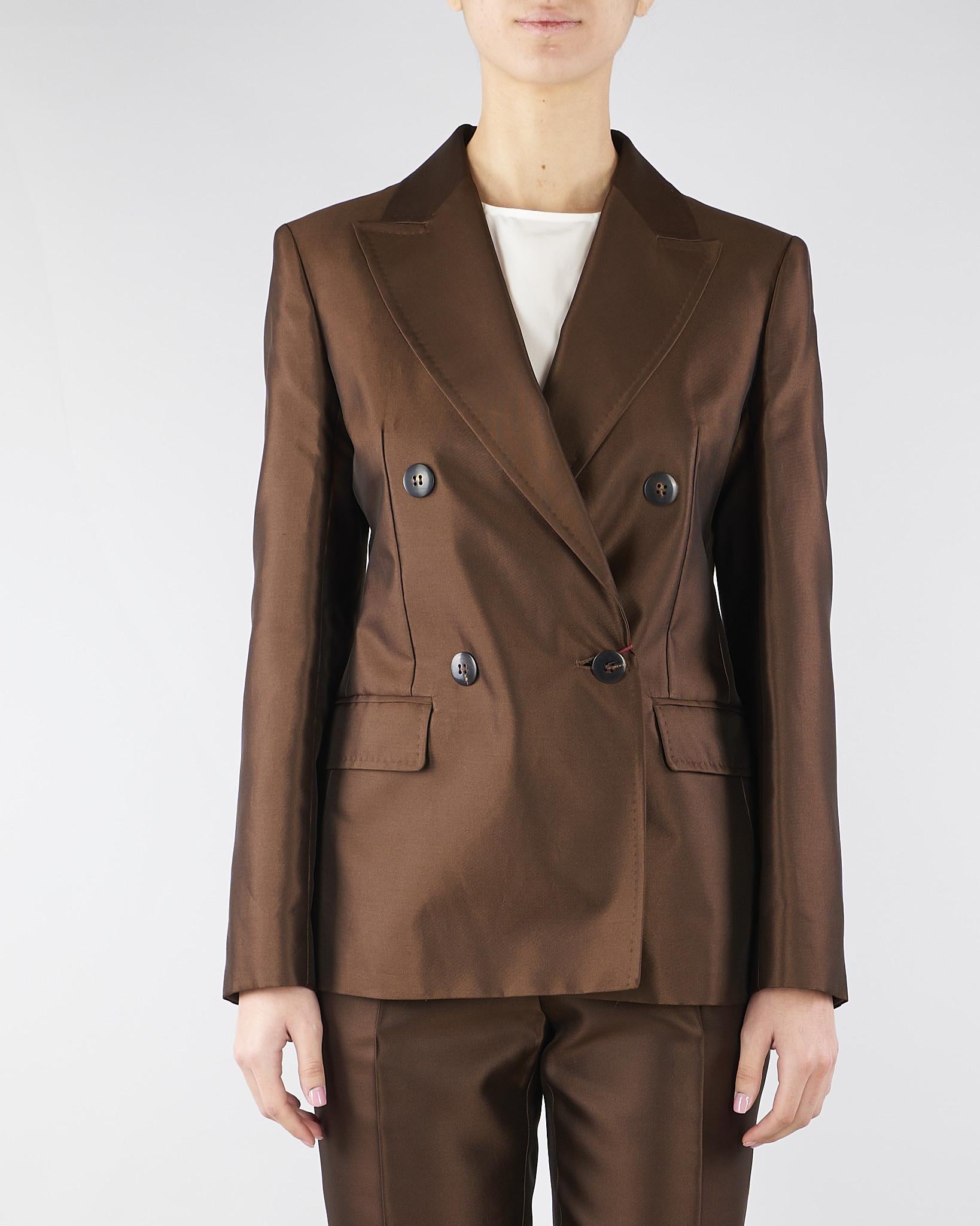 Blazer doppiopetto Marrone in shantung MSTPECCATI 2 MAX MARA STUDIO 