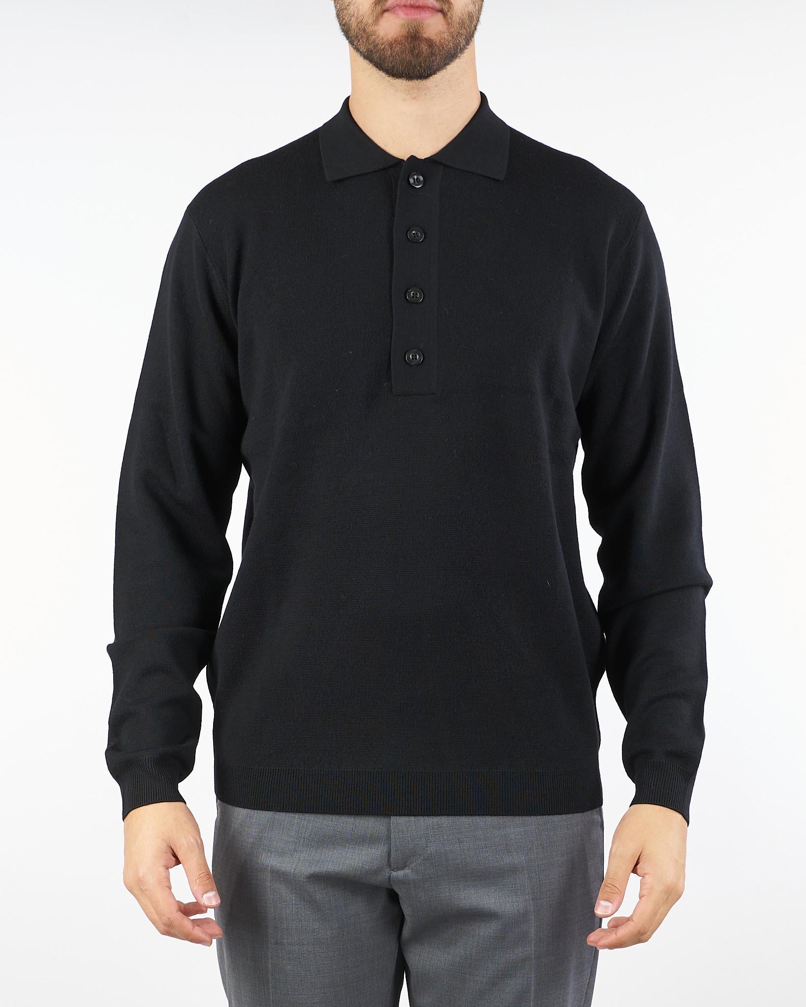 Maglia Polo Nero in pura lana L1MFW25266736 D001 LOW BRAND 