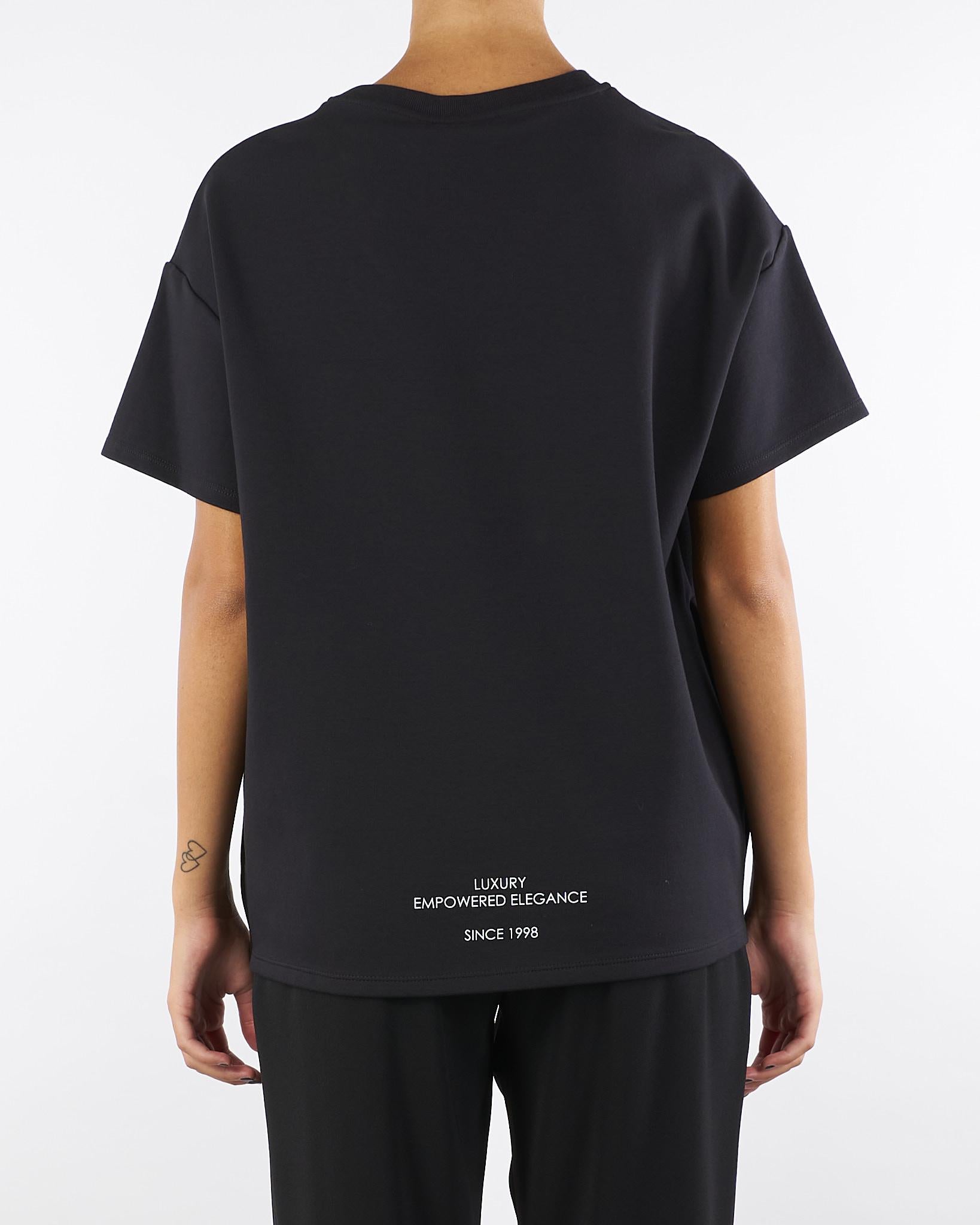 T-shirt Nero in jersey pesante con taschino MA02756E2 110 ELISABETTA FRANCHI 