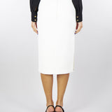 Gonna Avorio in doppio crêpe leggero con dettaglio gioiello