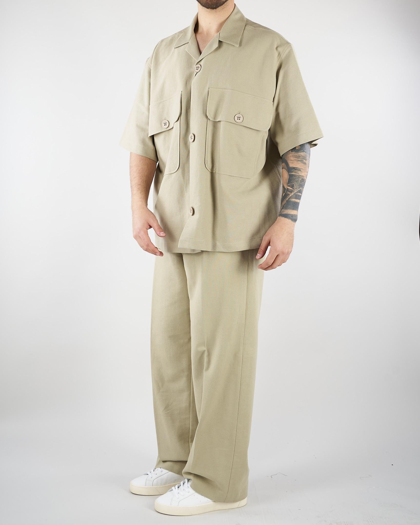 Camica Sabbia Oversize in puro cotone e lino CA3635 55 I'M BRIAN 