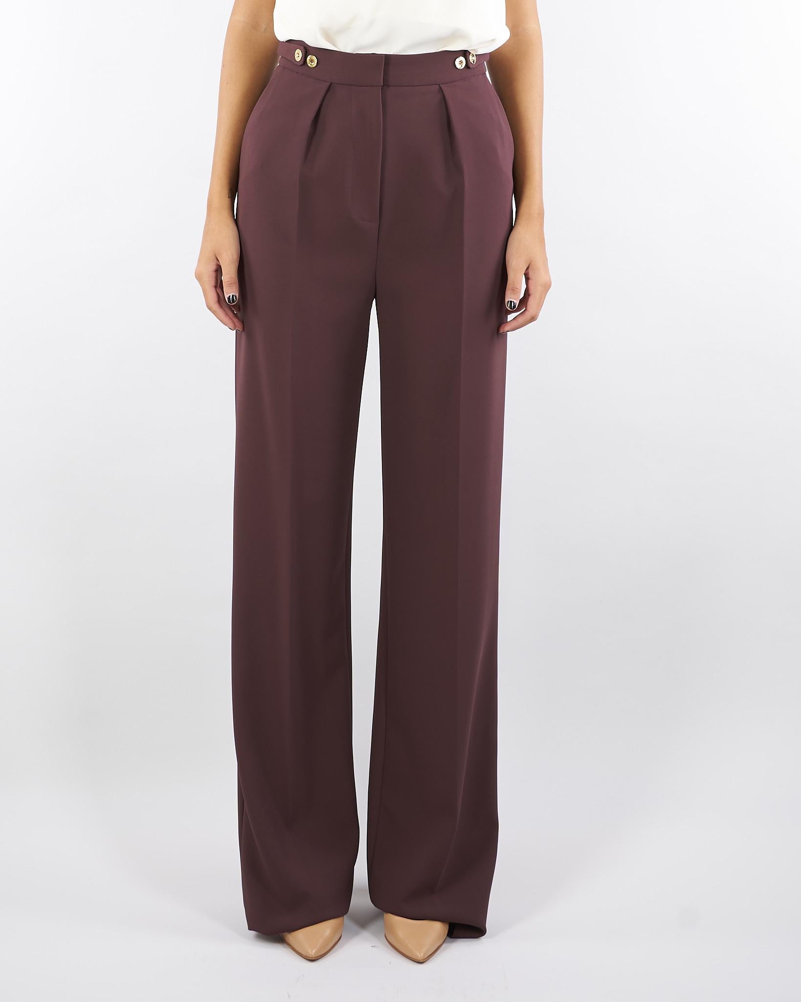 Pantaloni Merlot in crêpe con accessorio gioiello PA09956E2 EA4 ELISABETTA FRANCHI 