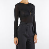 Body Nero in jersey con dettaglio gioiello BO01657E2 110 ELISABETTA FRANCHI 