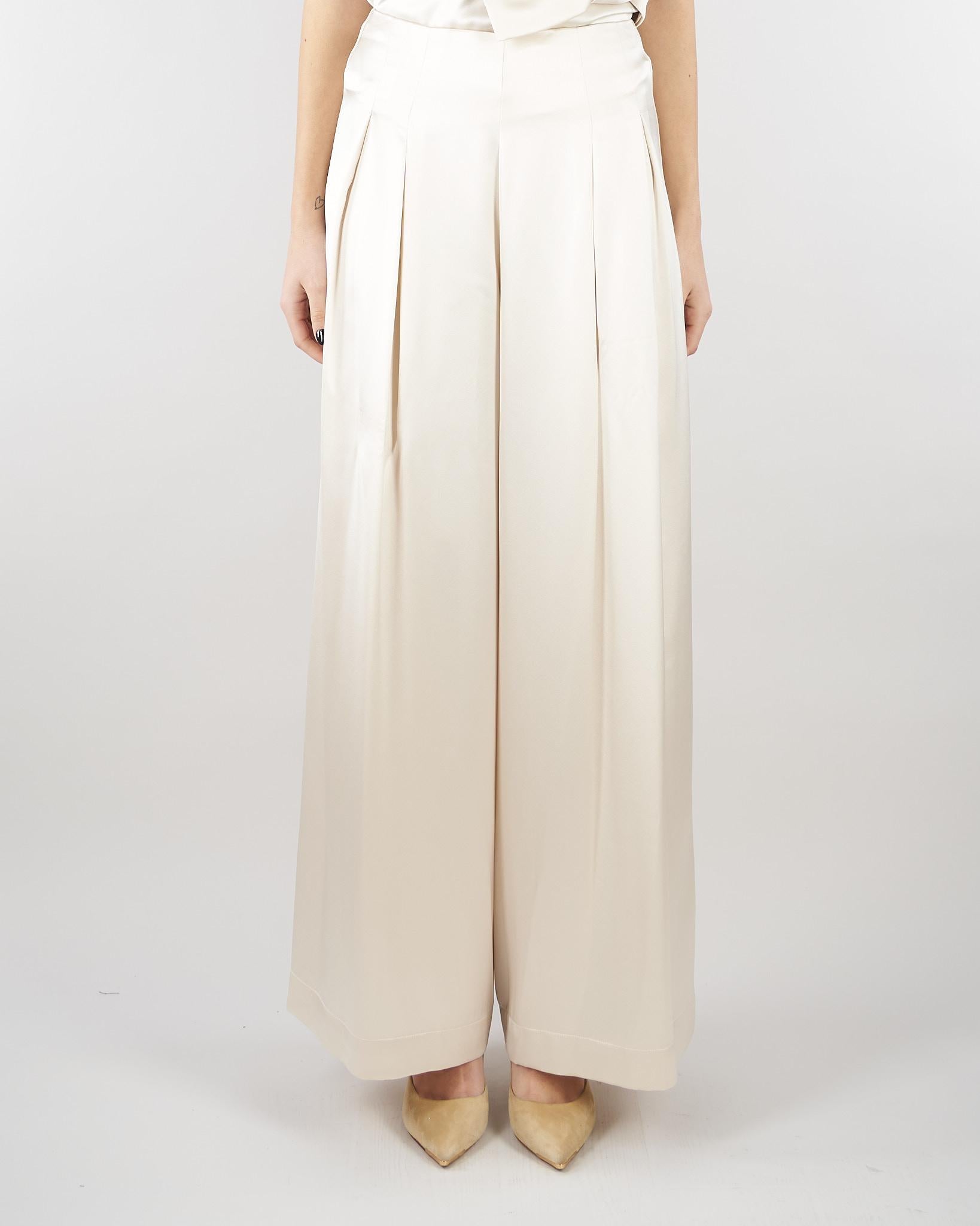 Pantalone Champagne in satin wide leg SS260349 36 ELEH 