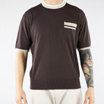 Maglia Marrone in pura seta e cotone con profili a contrasto A032F200 2345 PAOLO PECORA 