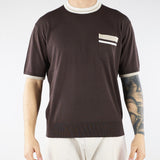 Maglia Marrone in pura seta e cotone con profili a contrasto A032F200 2345 PAOLO PECORA 