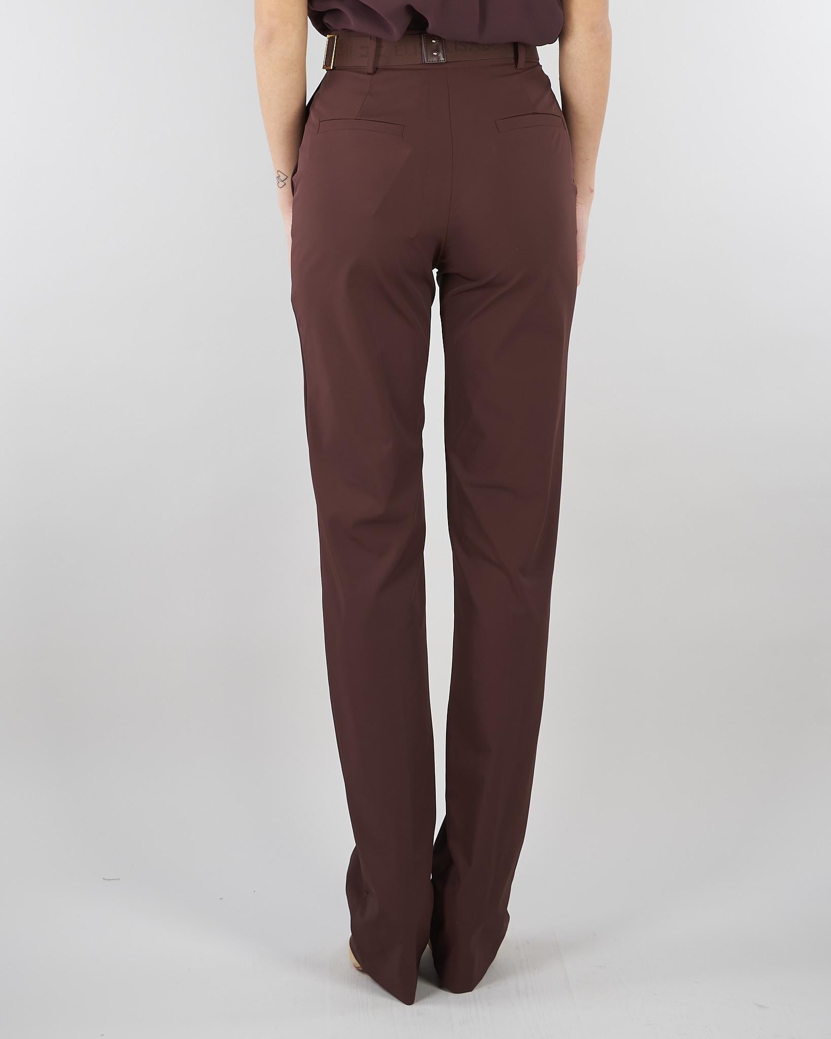 Pantaloni Cacao in tessuto tecnico bielastico con cintura PA17261E2 644 ELISABETTA FRANCHI 