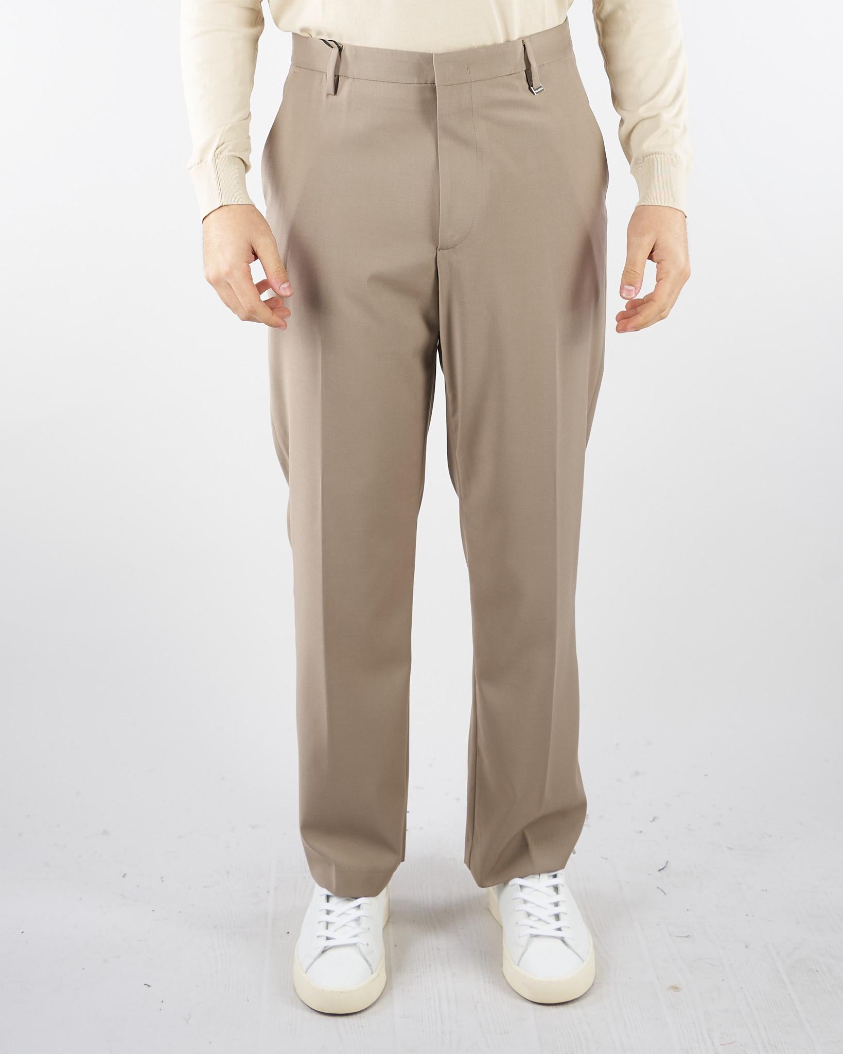 Pantalone Taupe gamba dritta crop fit PA3683 35 I'M BRIAN 