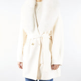 Cappotto Bianco con inserti in vera pelliccia CD1219VO 2 YES LONDON 