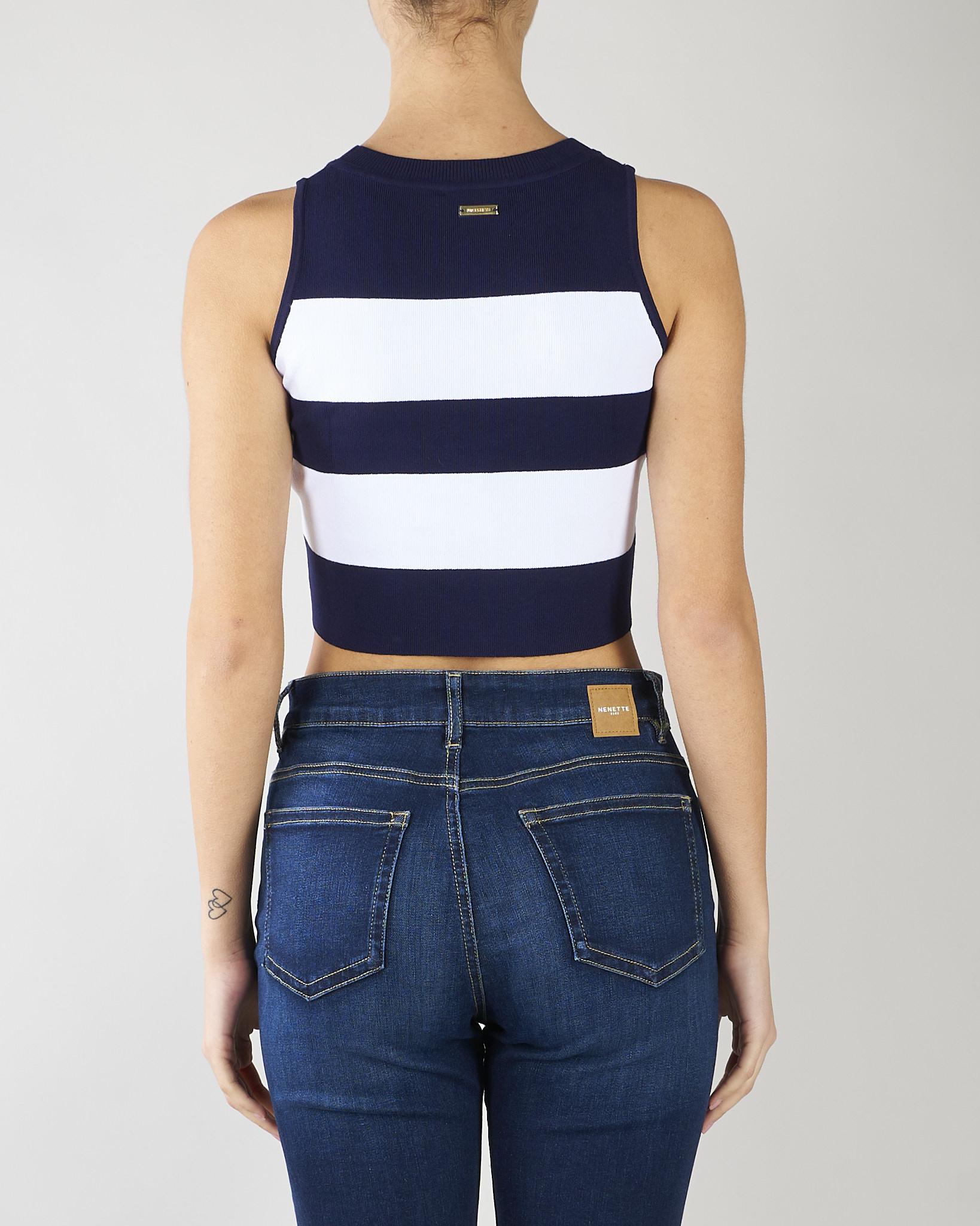Top Blu-Panna in maglia a righe NS271 89 NO SECRETS 