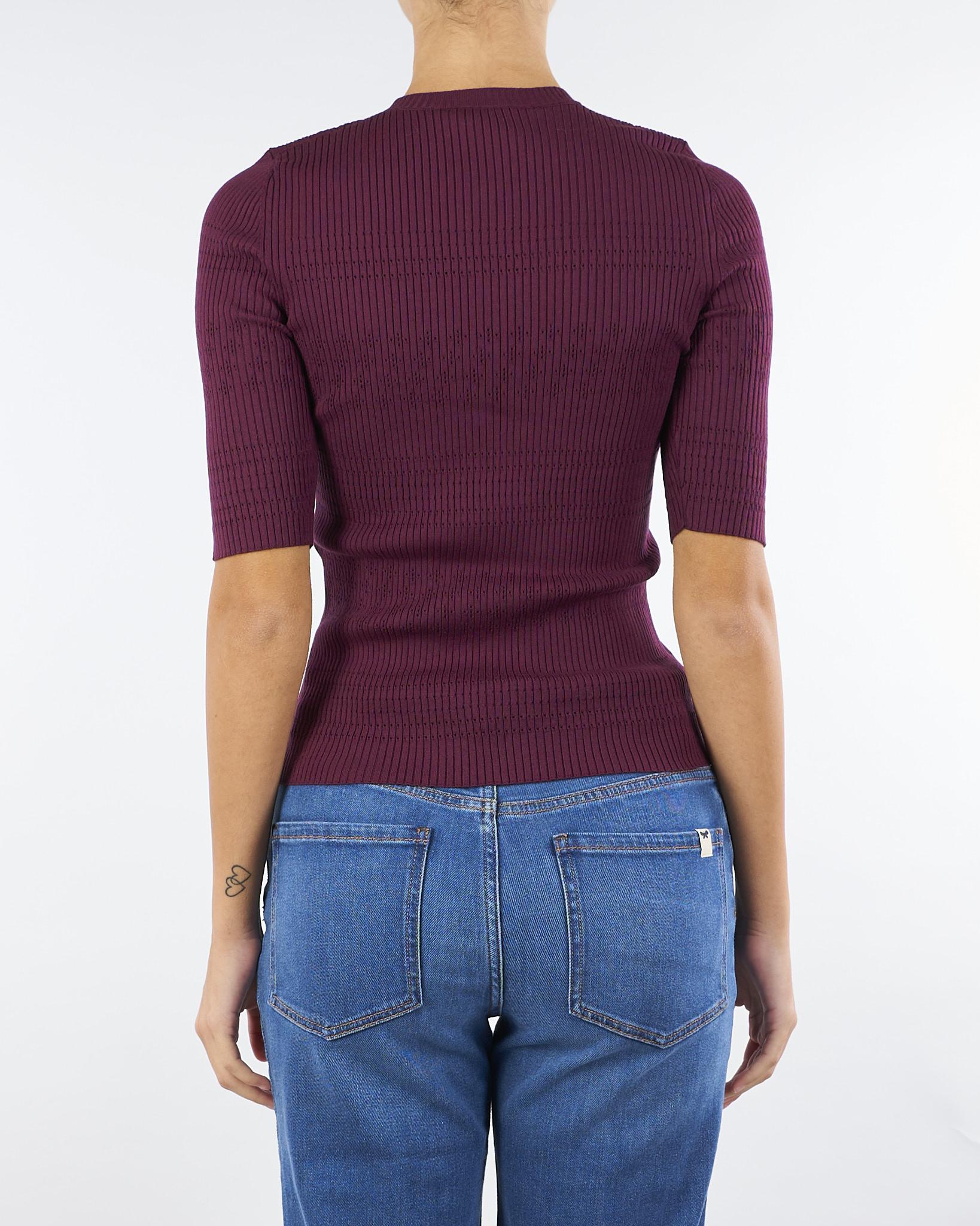 Maglia Bordeaux a costine con maniche corte TP3240 5609 TWIN SET 