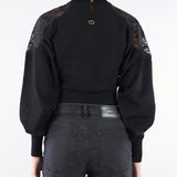 Maglia Dolcevita Nero con inserti in pizzo TP3406 6 TWIN SET 