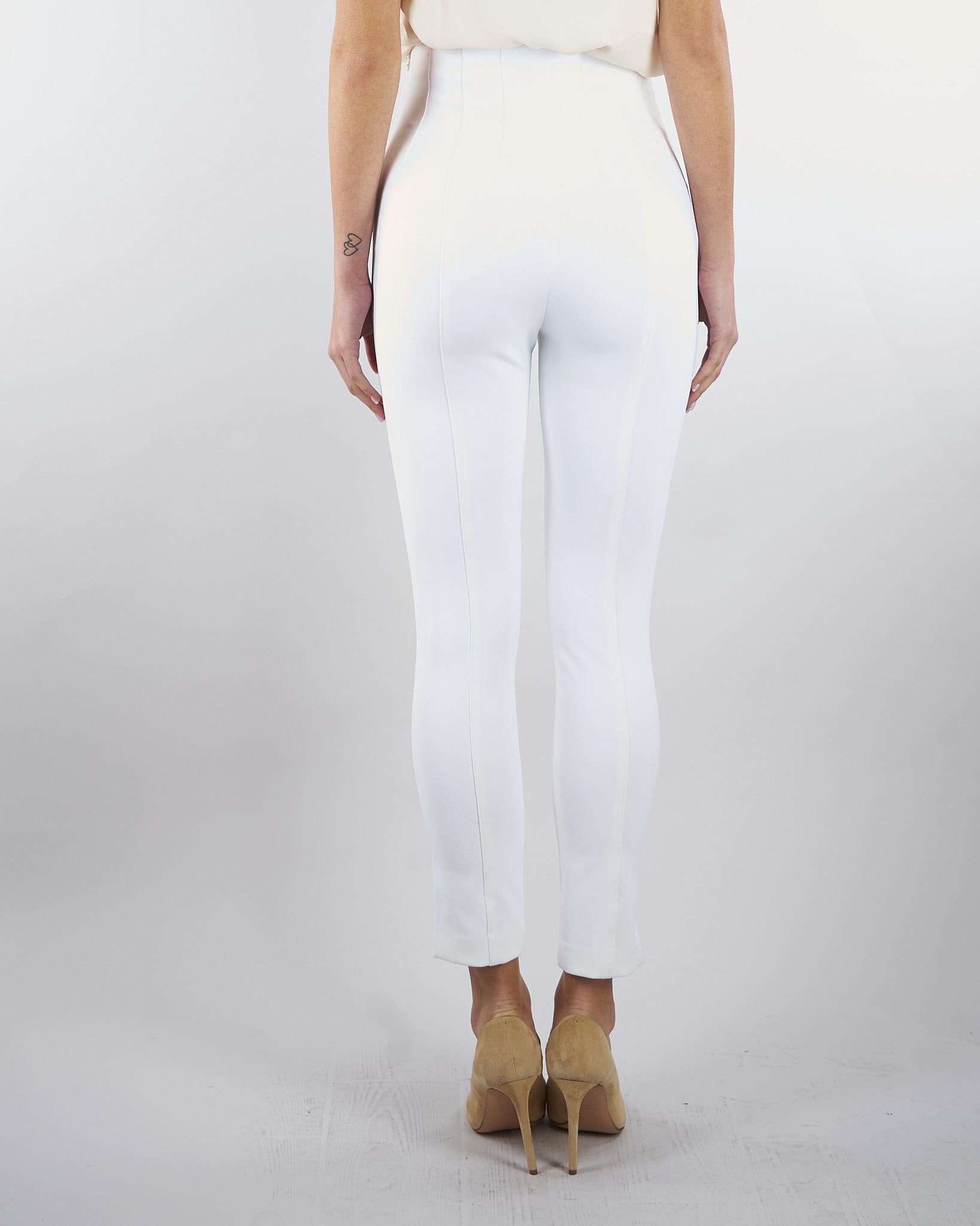 Pantaloni Avorio in doppio crêpe stretch con dettagli logo PA16361E2 360 ELISABETTA FRANCHI 