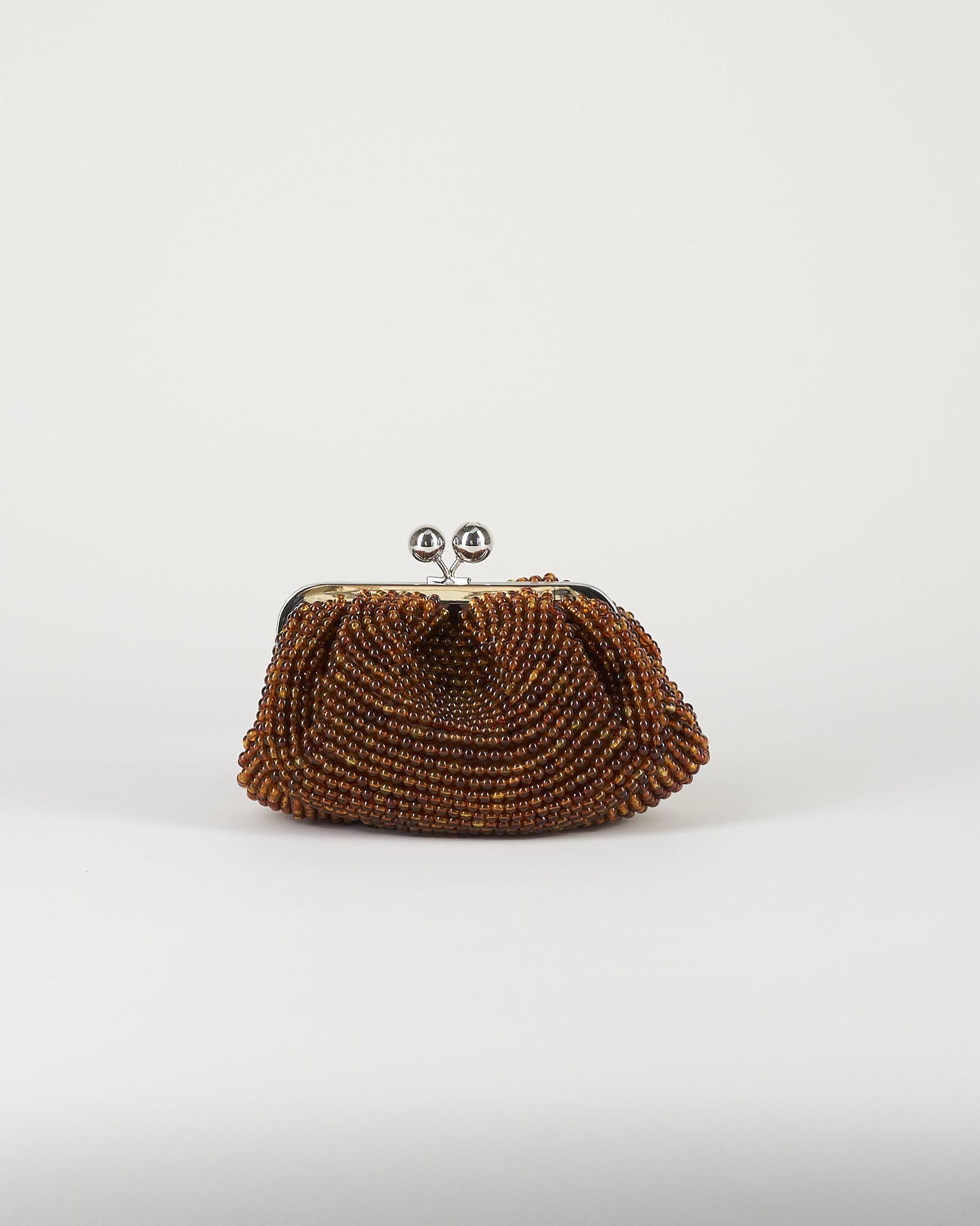 Borsa Pasticcino Bag small Marrone con perle in resina ricamate WKAESCHIMO 1 MAX MARA WEEKEND 