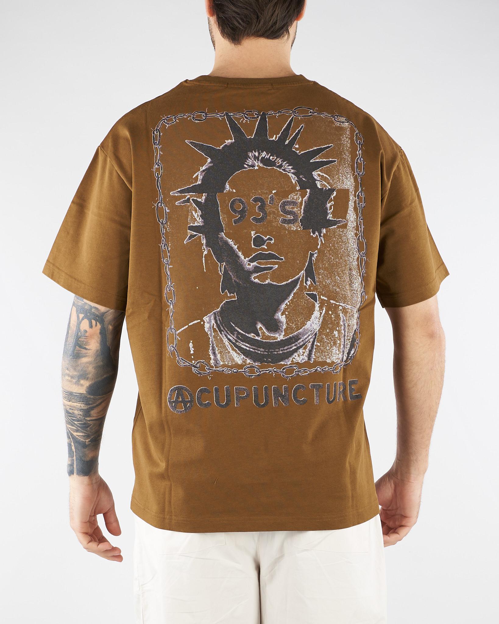T-shirt Boxy Tabacco con logo e maxi stampa sul retro HTEM321202 917 ACUPUNCTURE 