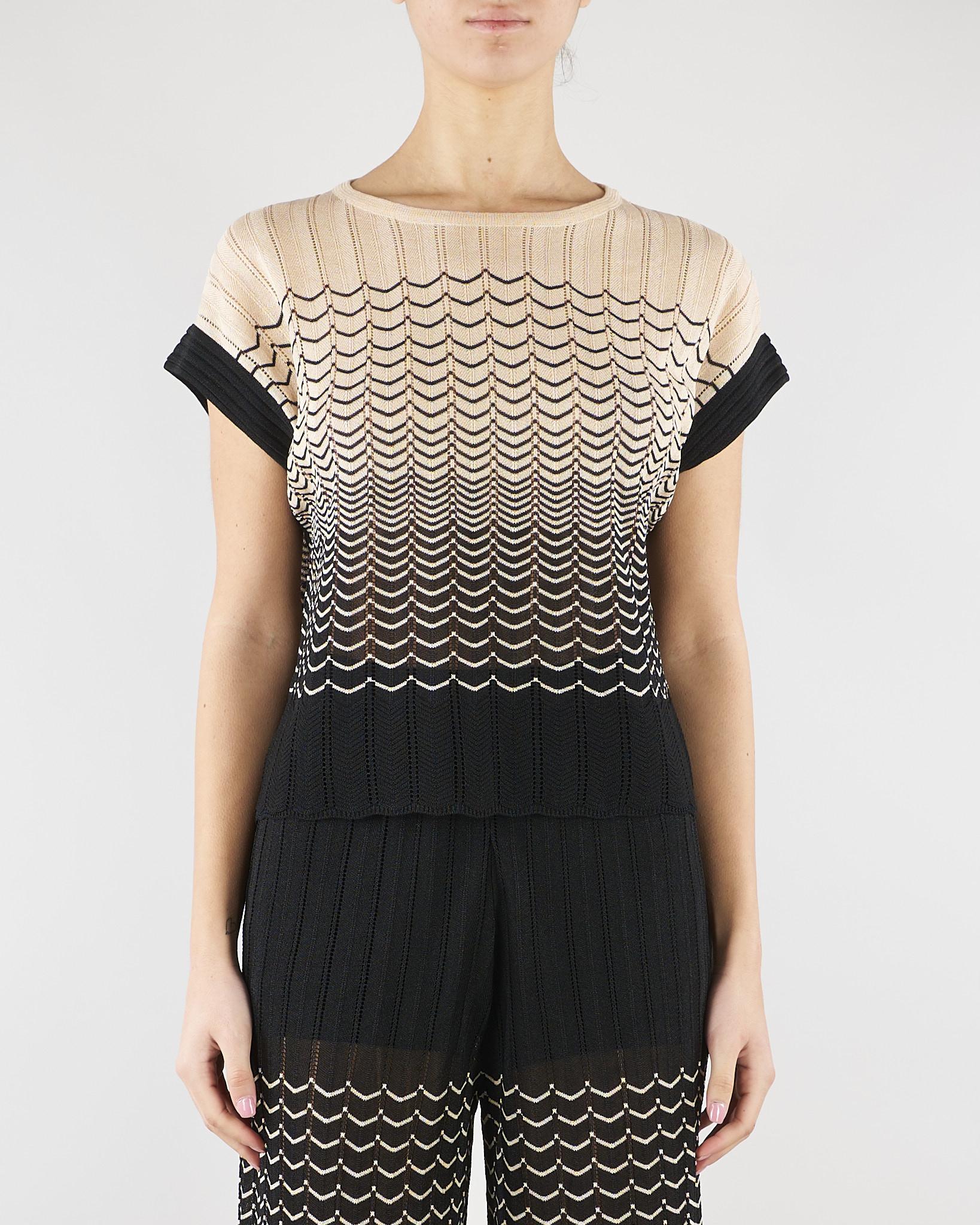 Maglia Micol Crema-Nero con lavorazione ad onde MICOL 810 NENETTE 
