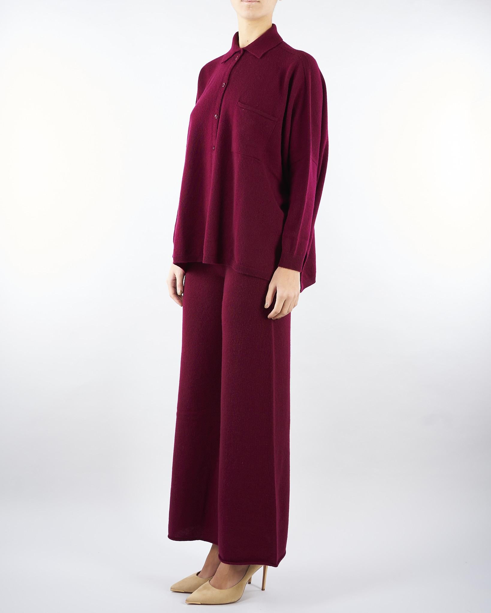 Maglia Polo Bordeaux in puro cashmere V53604 85 VANISE' 