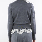 Cardigan e top a lupetto Antracite con pizzo RF5222MA82O 02070 BLUGIRL 