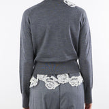 Cardigan e top a lupetto Antracite con pizzo RF5222MA82O 02070 BLUGIRL 