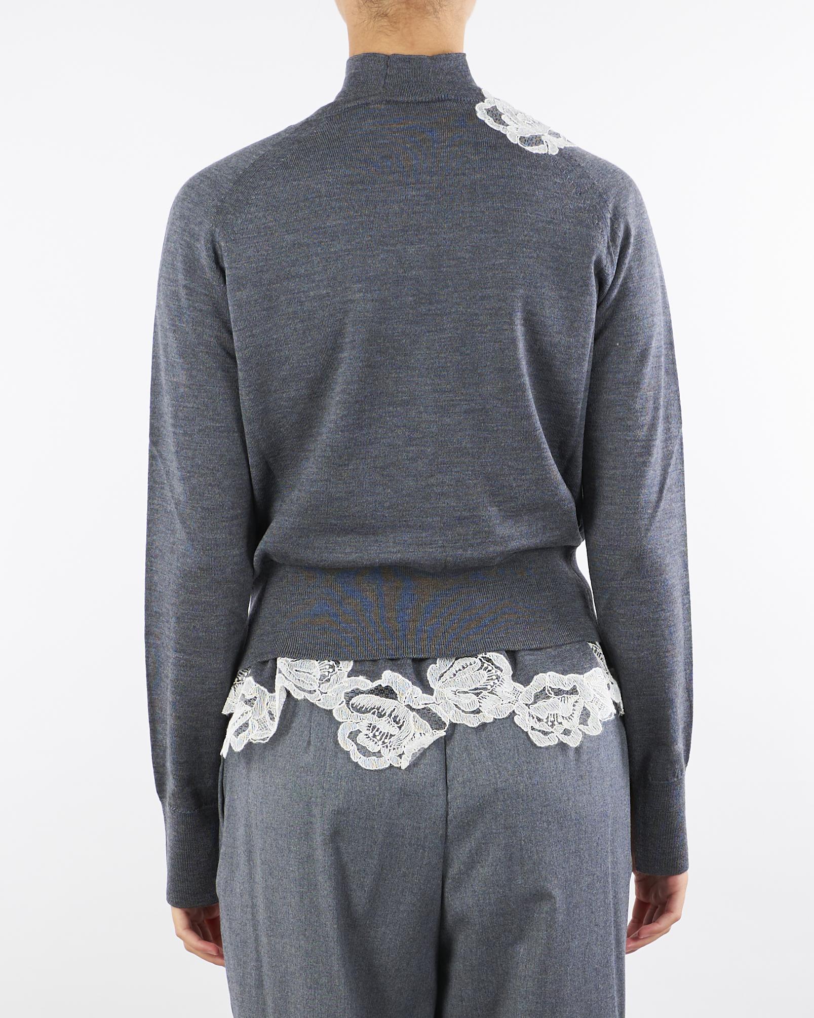 Cardigan e top a lupetto Antracite con pizzo RF5222MA82O 02070 BLUGIRL 