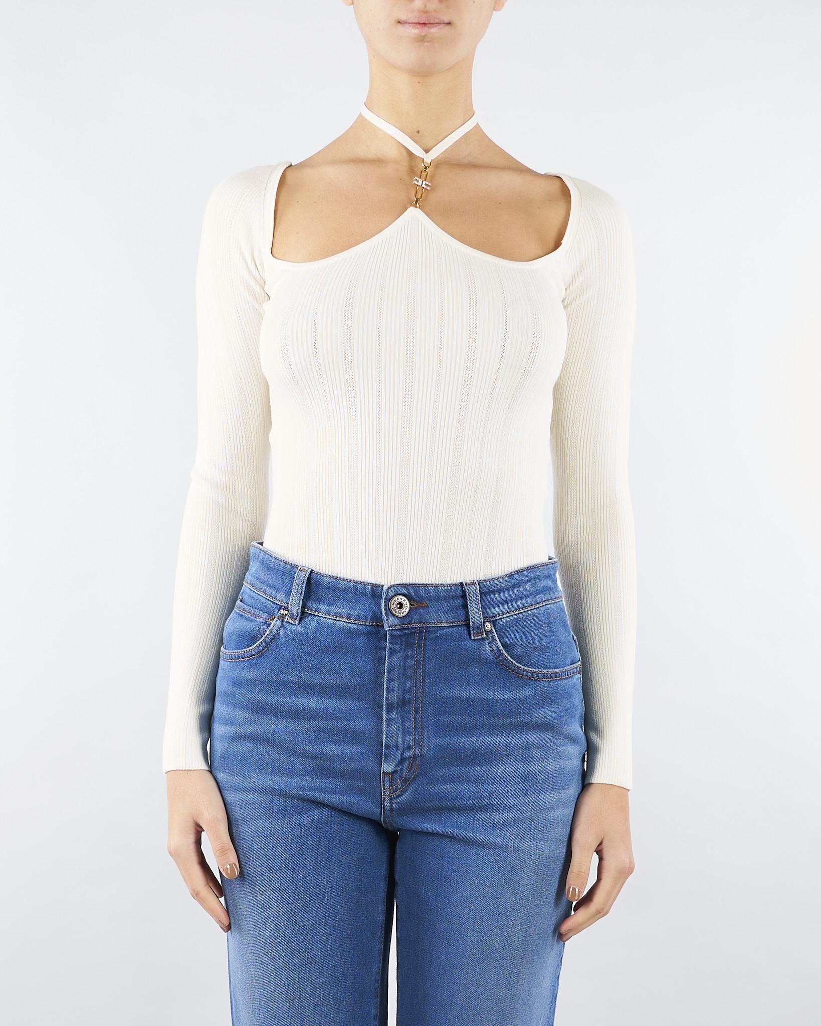 Body Milk in maglia a costine con dettagli à jour BK76B56E2 DZ9 ELISABETTA FRANCHI 