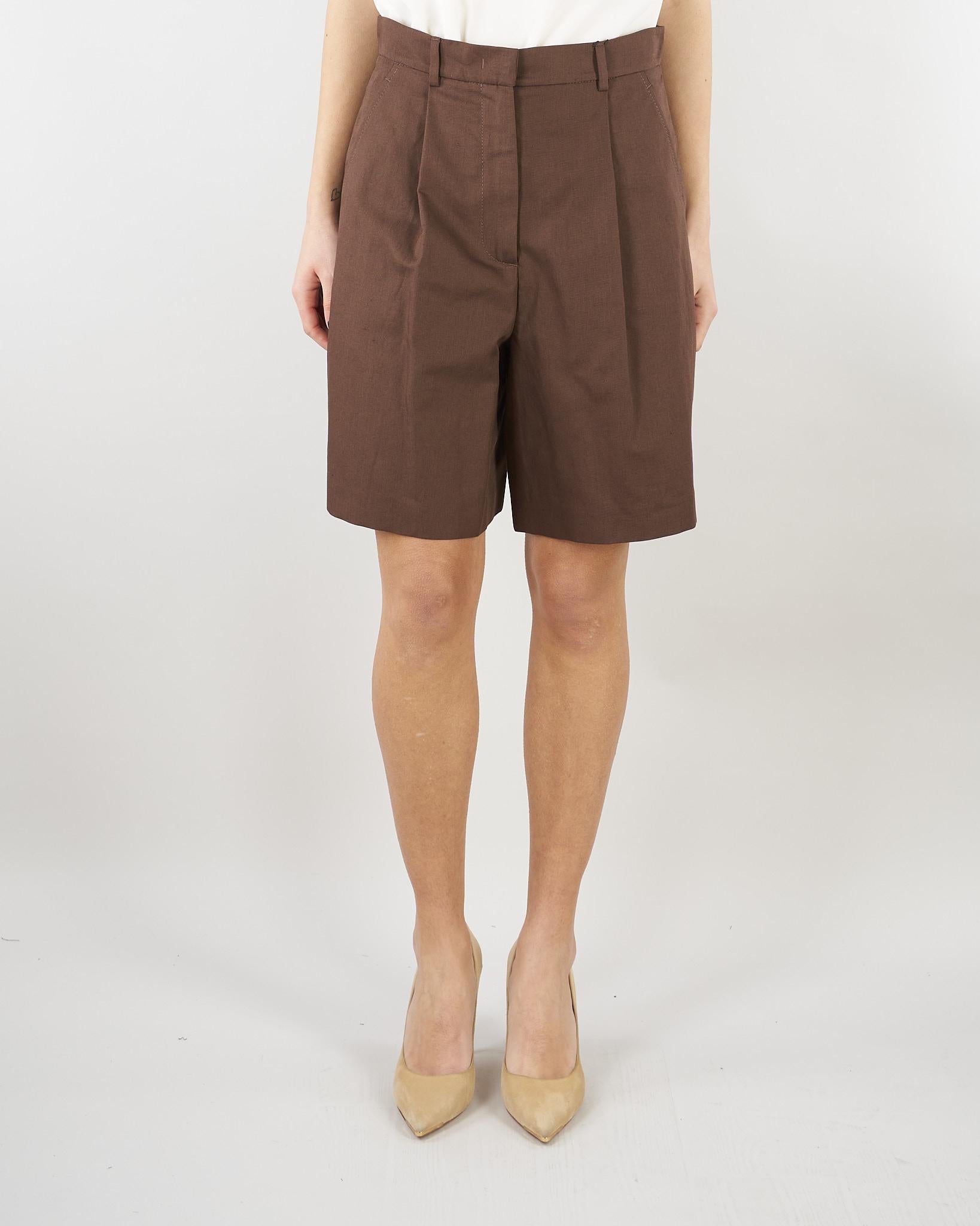 Bermuda Marrone in canvas di cotone e lino WKDECUBA 13 MAX MARA WEEKEND 
