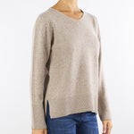 Maglia Tortora in misto lana e cashmere con strass C8185720 35 CLIPS 