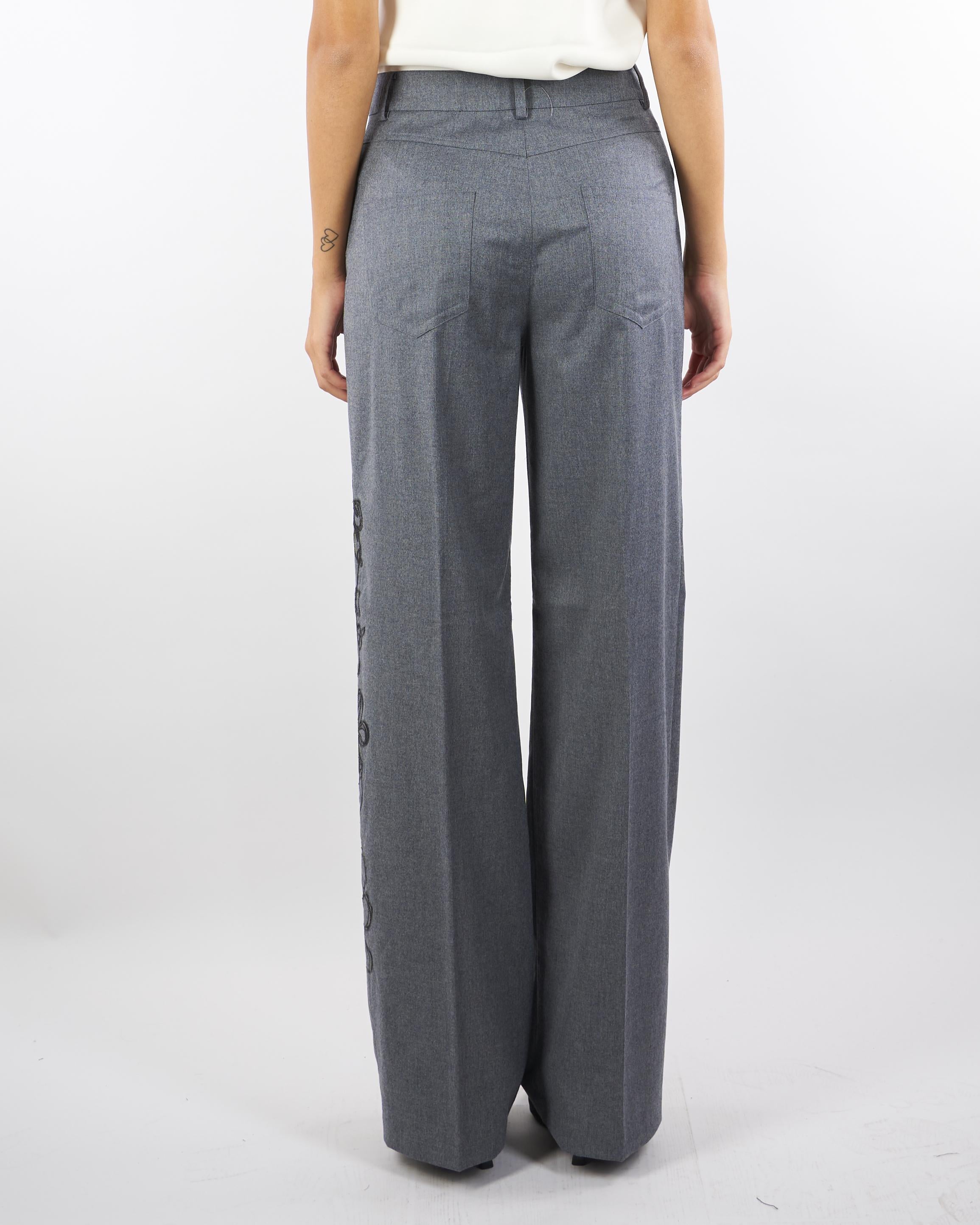 Pantalone Grigio Eruan in flanella con ricamo ERUAN 742 NENETTE 