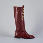 Stivale Bordeaux in pelle con dettagli gold W385 85 WO MILANO 