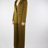 Blazer Verde Olio in envers satin MSEALBINO 56 MAX MARA STUDIO 
