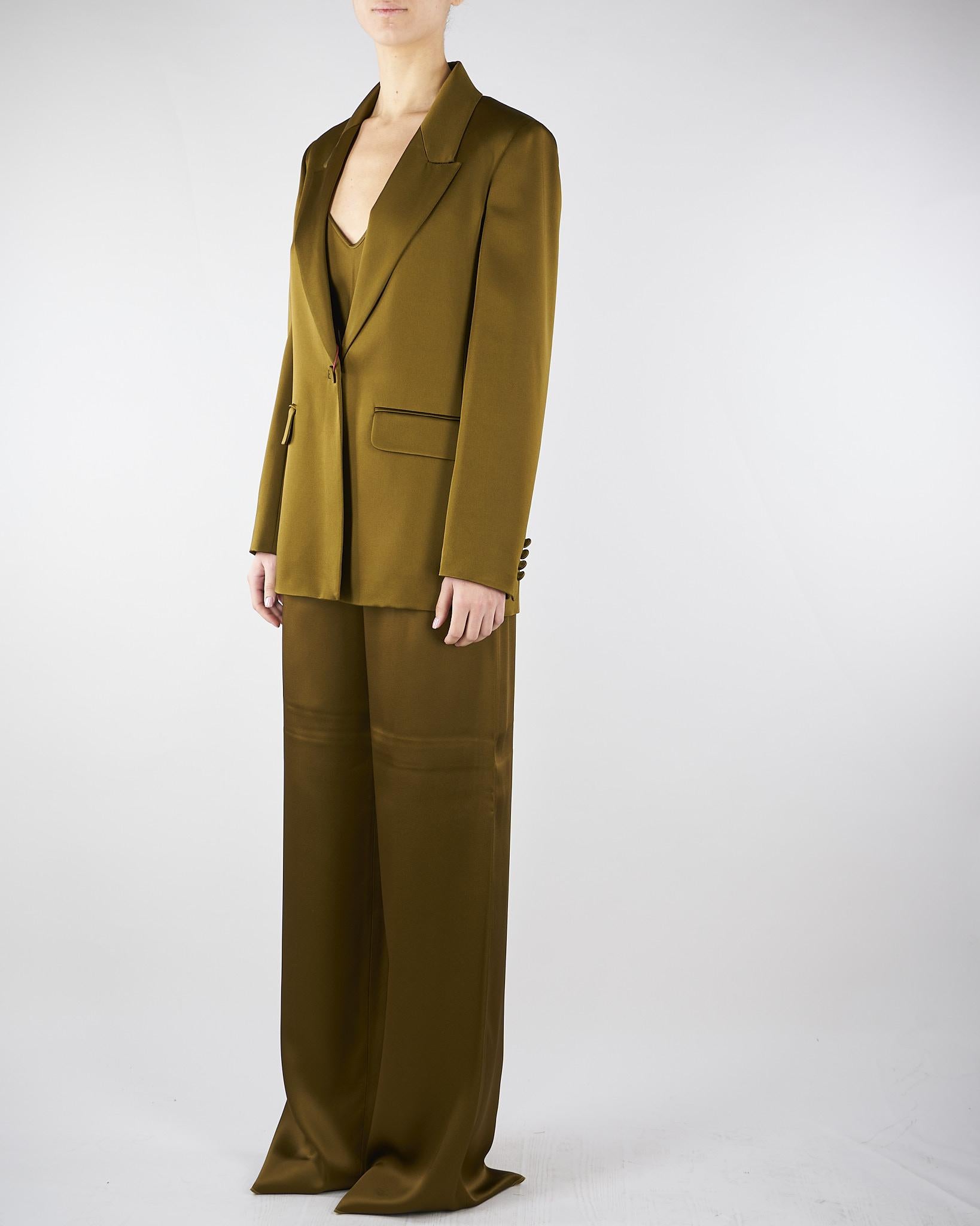 Blazer Verde Olio in envers satin MSEALBINO 56 MAX MARA STUDIO 